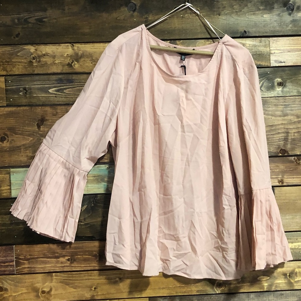 NWT Blush Pleated Sleeve Blouse